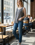 Black White Polka Dot Sleeveless Blouse