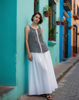 Black White Polka Dot Sleeveless Blouse