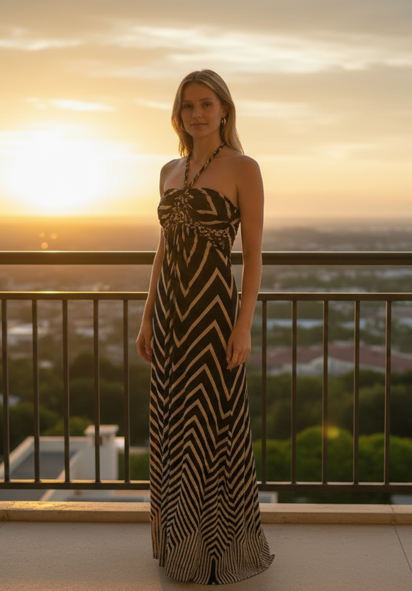 Sky Black and Tan Maxi