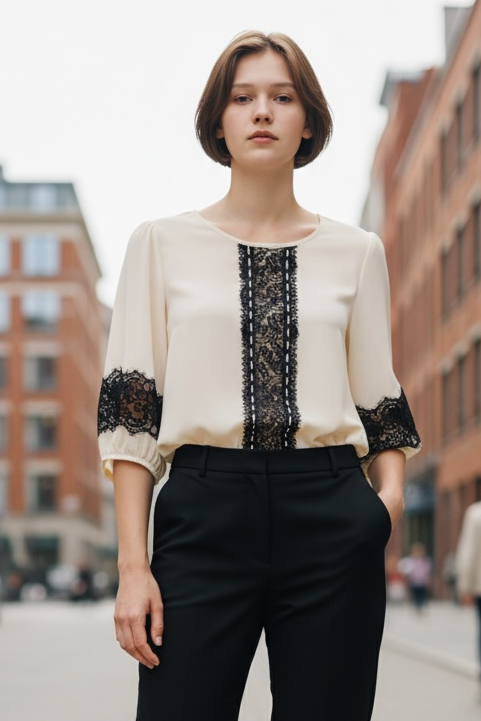 Ivory Lace Detail Blouse