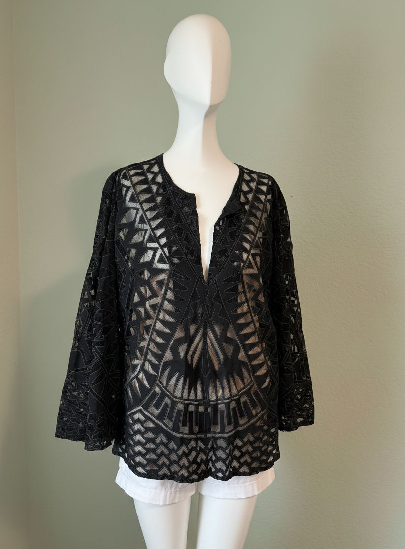 BCBG MaxAzaria " Debi" Black Cutout Tunic