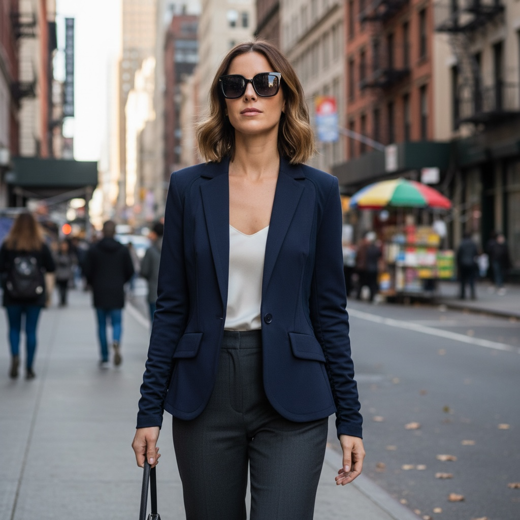 Iris Navy Detailed Blazer