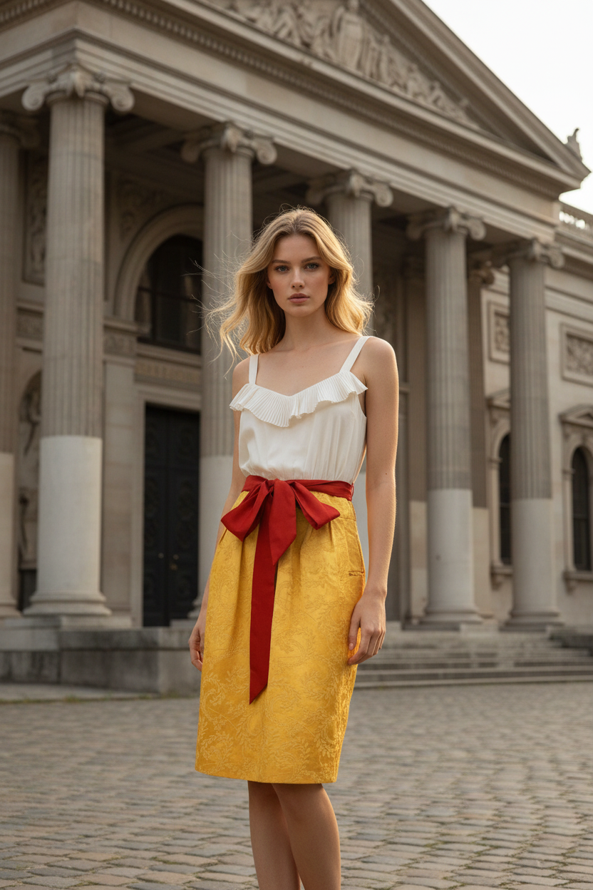 Golden Hour Brocade Midi
