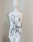 White Abstract Graphic Sleeveless Top