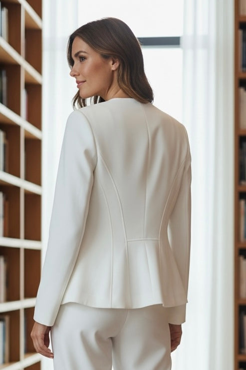 Ivory Tailored Zip Pocket Blazer