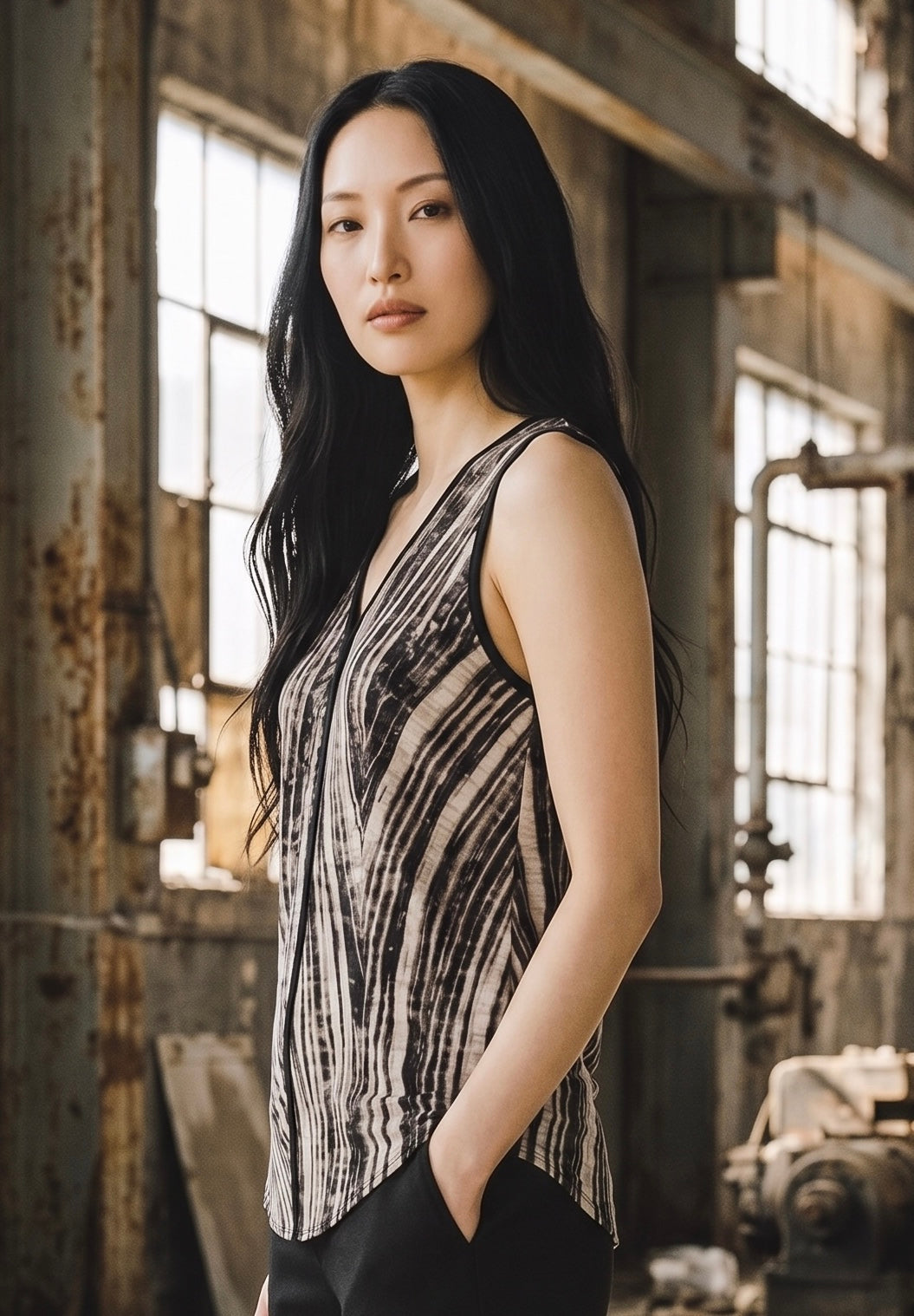 Iris Setlakwe Monochrome Abstract Sleeveless Tank