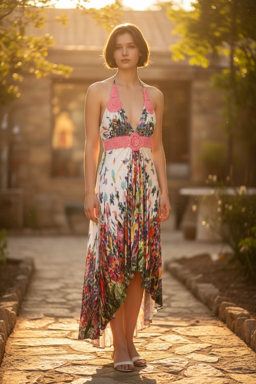 Garden Bloom Halter Maxi Dress