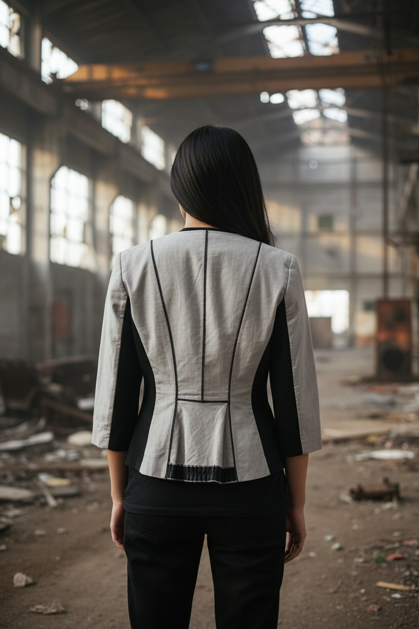 Stone Contrast Trim Open Jacket