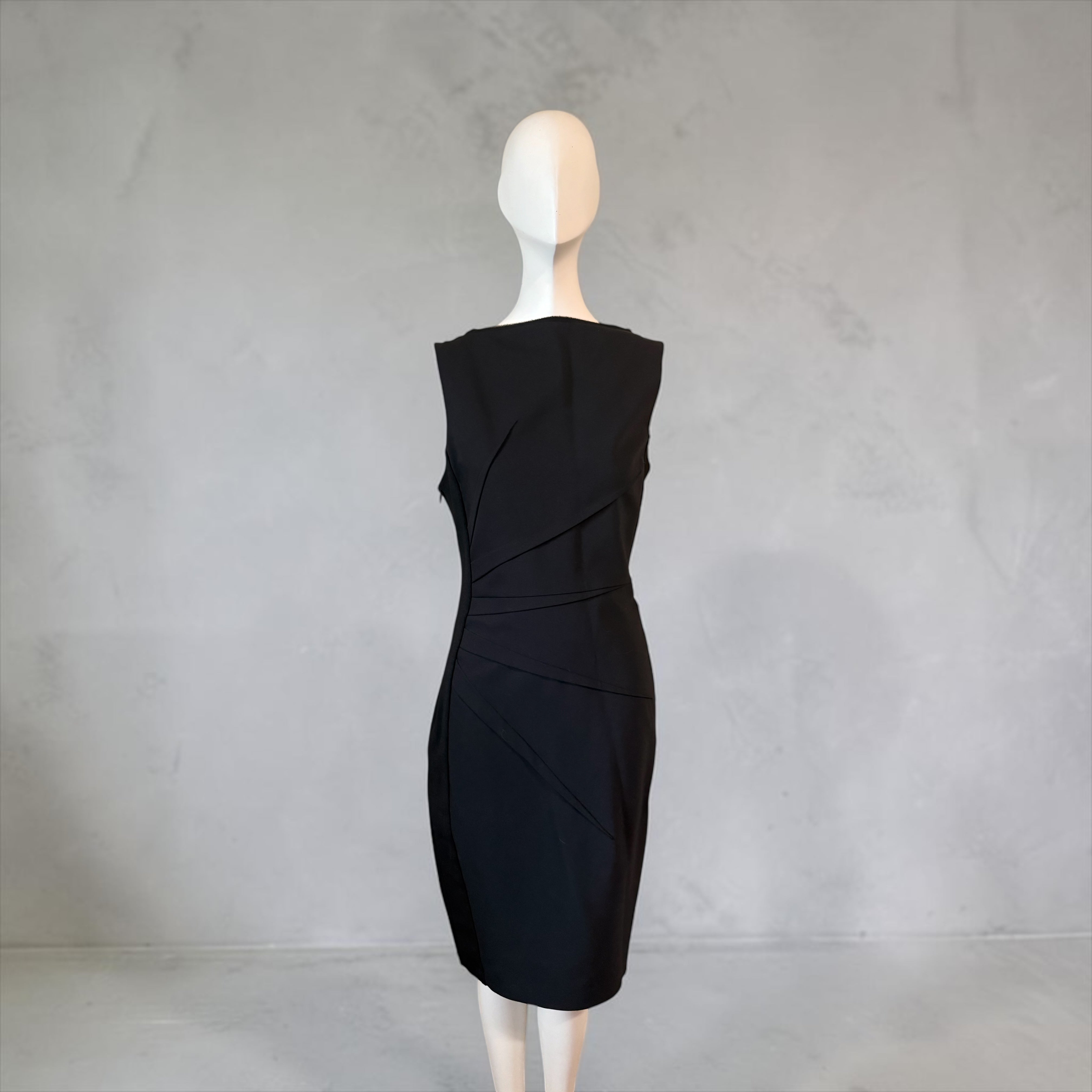 Black Structured Sleeveless Midi Dress