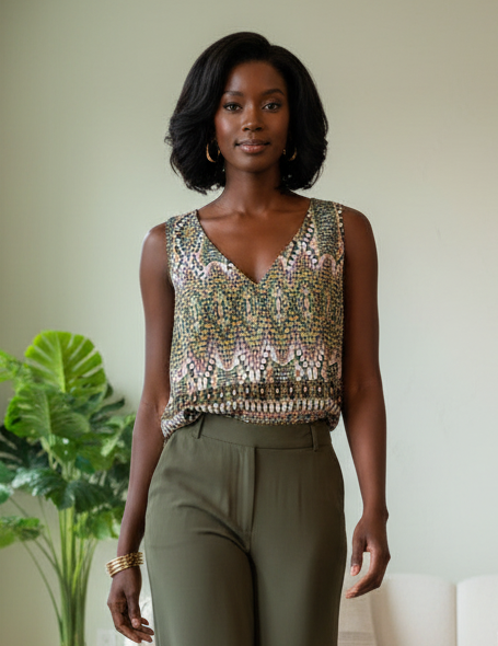 Boho Mosaic Sleeveless Top