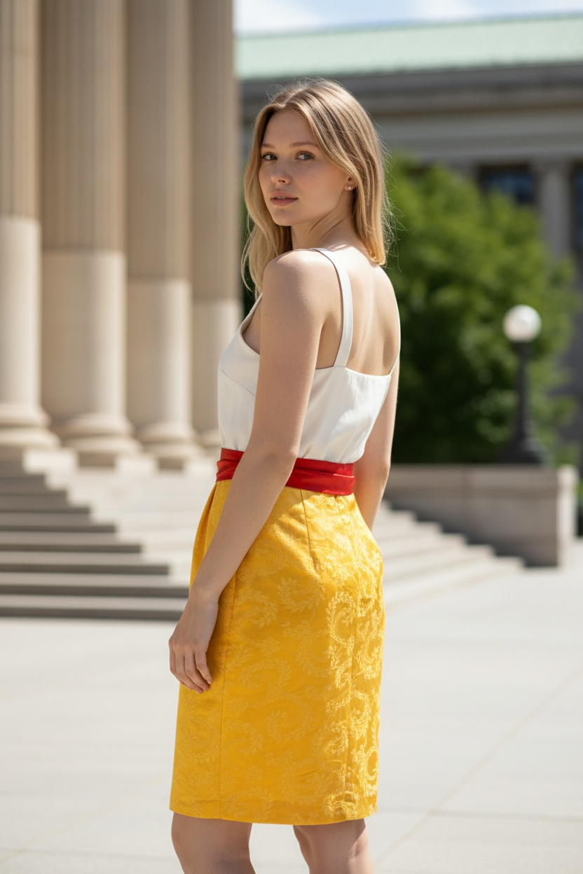 Golden Hour Brocade Midi