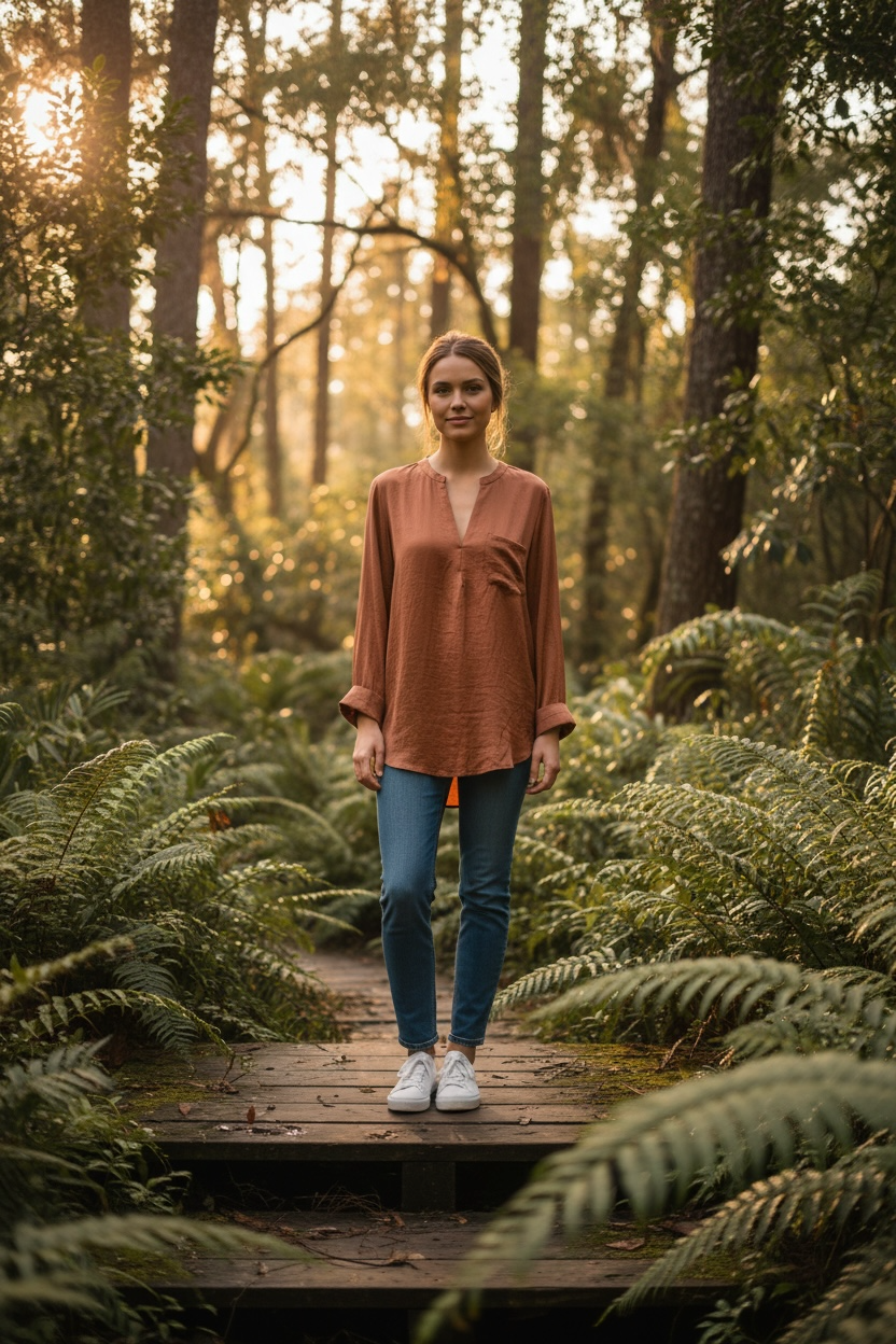 Terracotta Relaxed Tunic Blouse