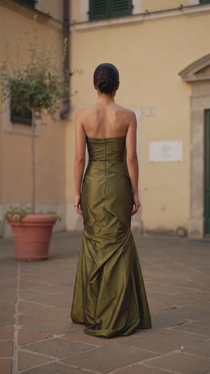 Fluted Green Gown-2