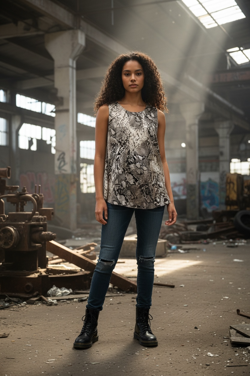 Snake Print Sleeveless Swing Top